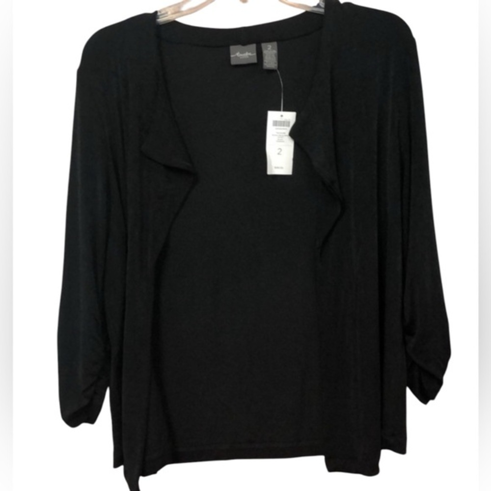 NWT CHICO’s TRAVELERS‎ RUCHED SLEEVE CARDIGAN TOP SZ 2